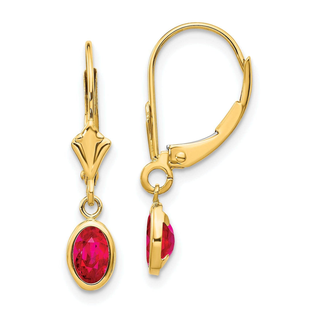 Lovely Rita's Earrings 14k Yellow Gold Polished Ruby Birthstone Earrings