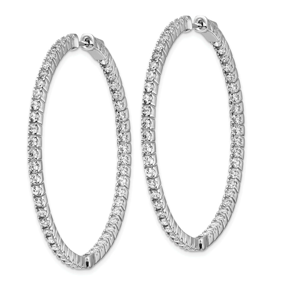 Sterling Shimmer Earrings Sterling Silver CZ In and Out Hoop Earrings
