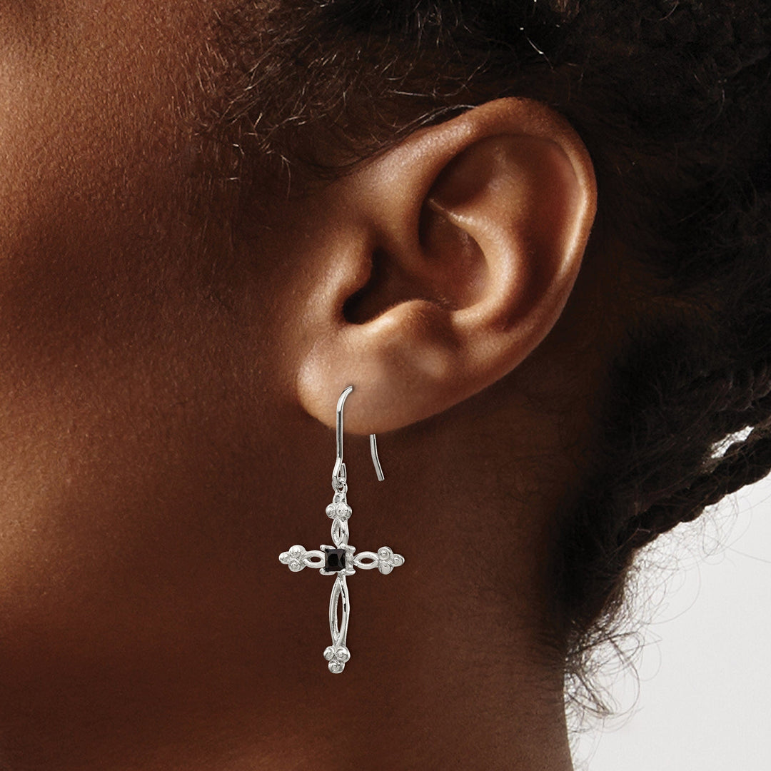Lovely Rita's Earrings Sterling Silver Diamond Accent C.Z Cross Earrings