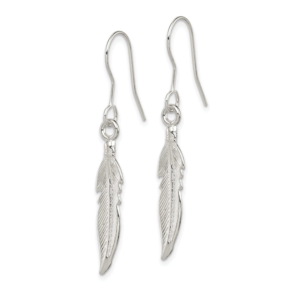 Lovely Rita's Earrings Sterling Silver Feather Dangle Hook Earrings