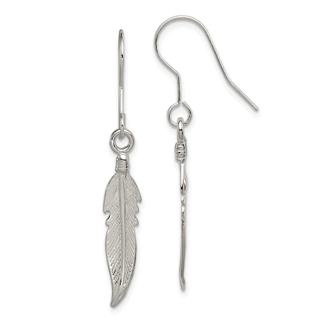 Lovely Rita's Earrings Sterling Silver Feather Dangle Hook Earrings