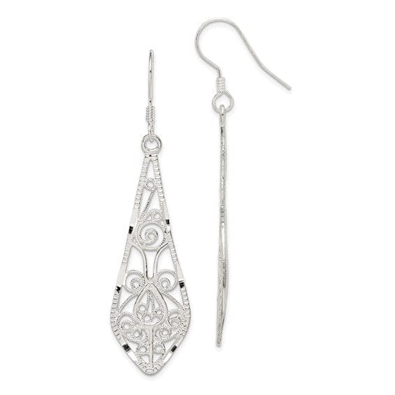Lovely Rita's Earrings Sterling Silver Filigree Dangle Hook Earrings