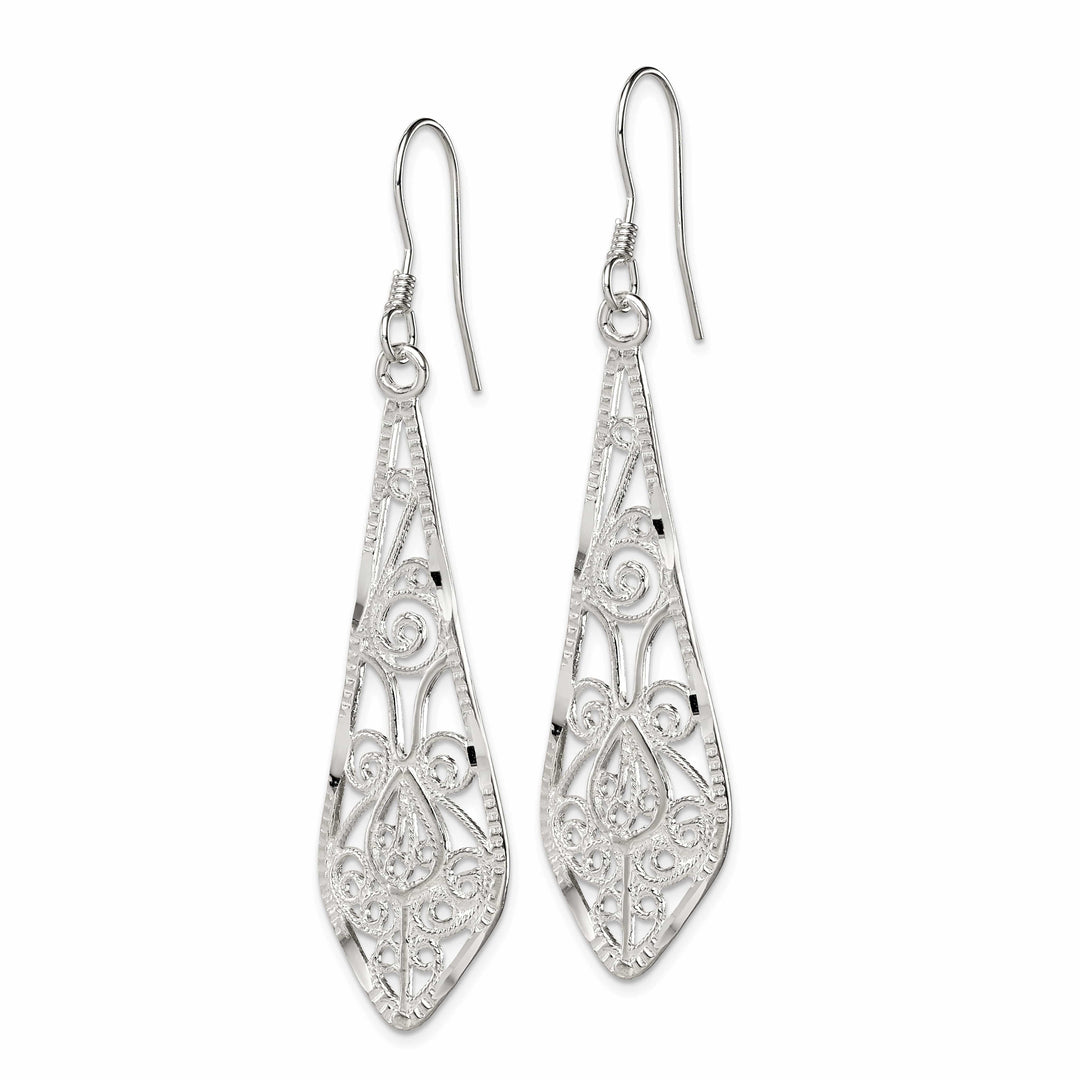 Lovely Rita's Earrings Sterling Silver Filigree Dangle Hook Earrings