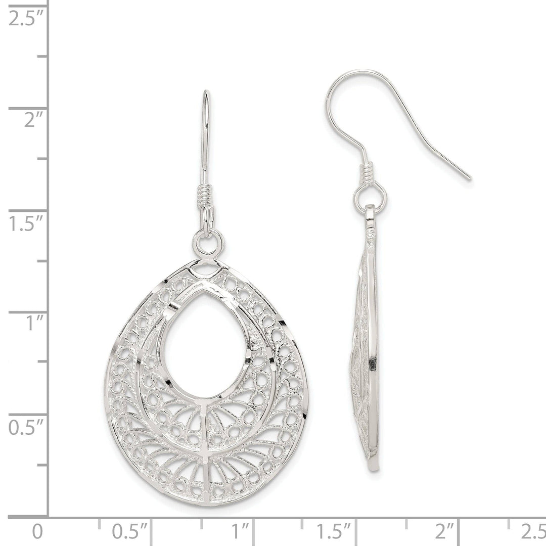 Lovely Rita's Earrings Sterling Silver Filigree Dangle Hook Earrings