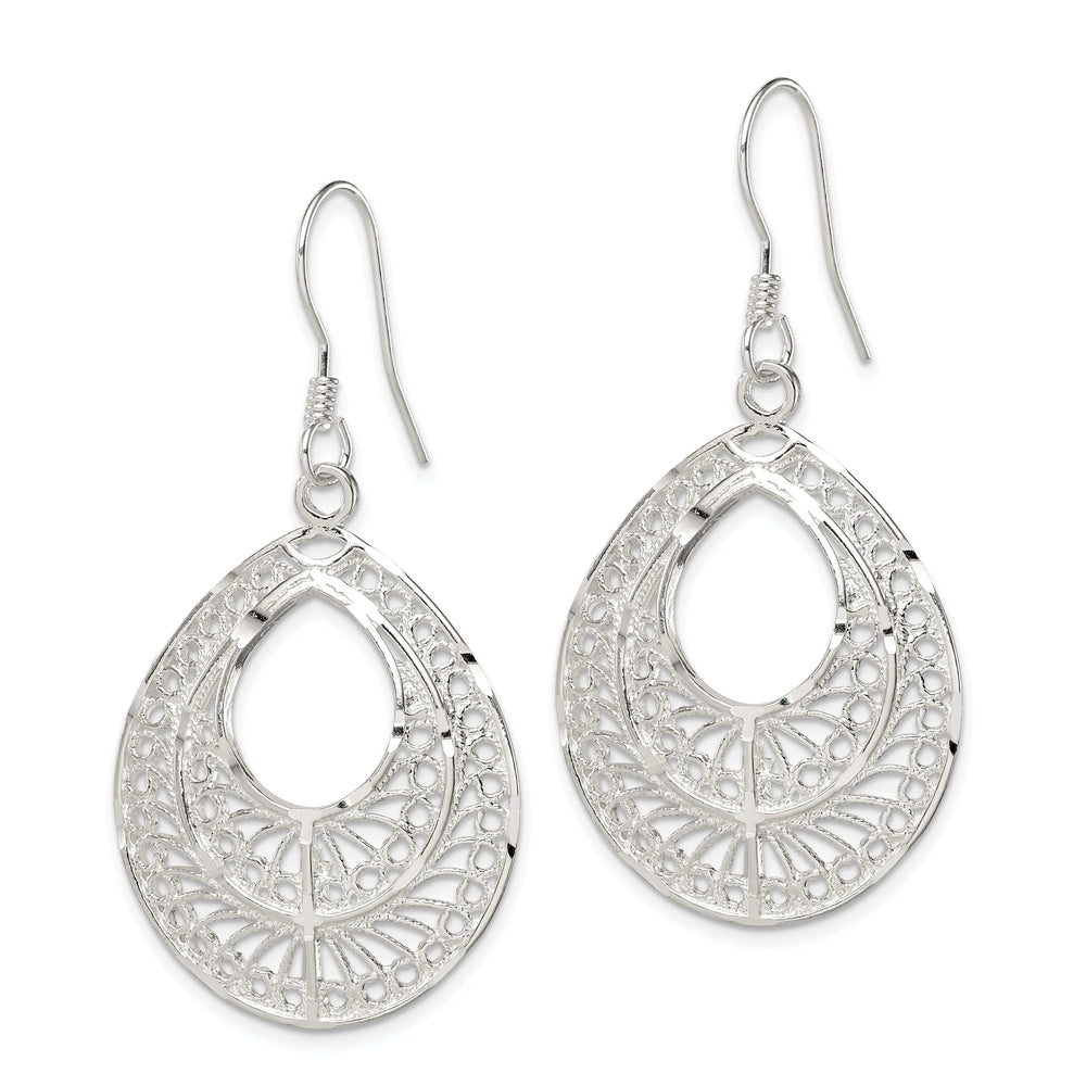 Lovely Rita's Earrings Sterling Silver Filigree Dangle Hook Earrings