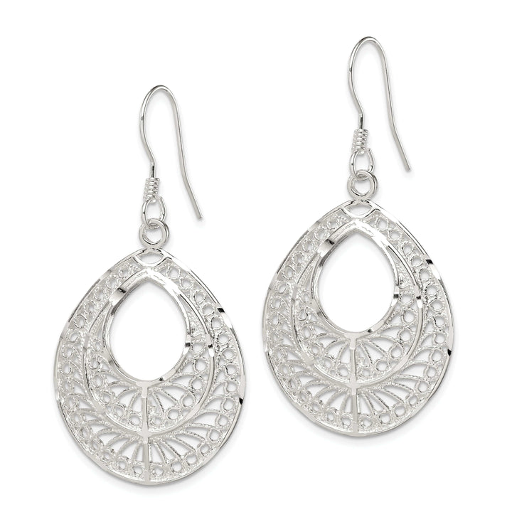 Lovely Rita's Earrings Sterling Silver Filigree Dangle Hook Earrings