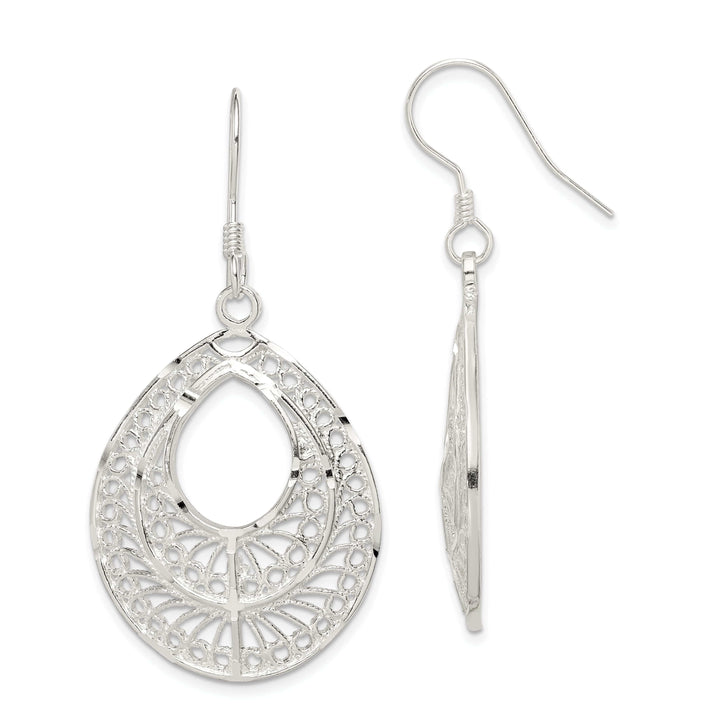 Lovely Rita's Earrings Sterling Silver Filigree Dangle Hook Earrings