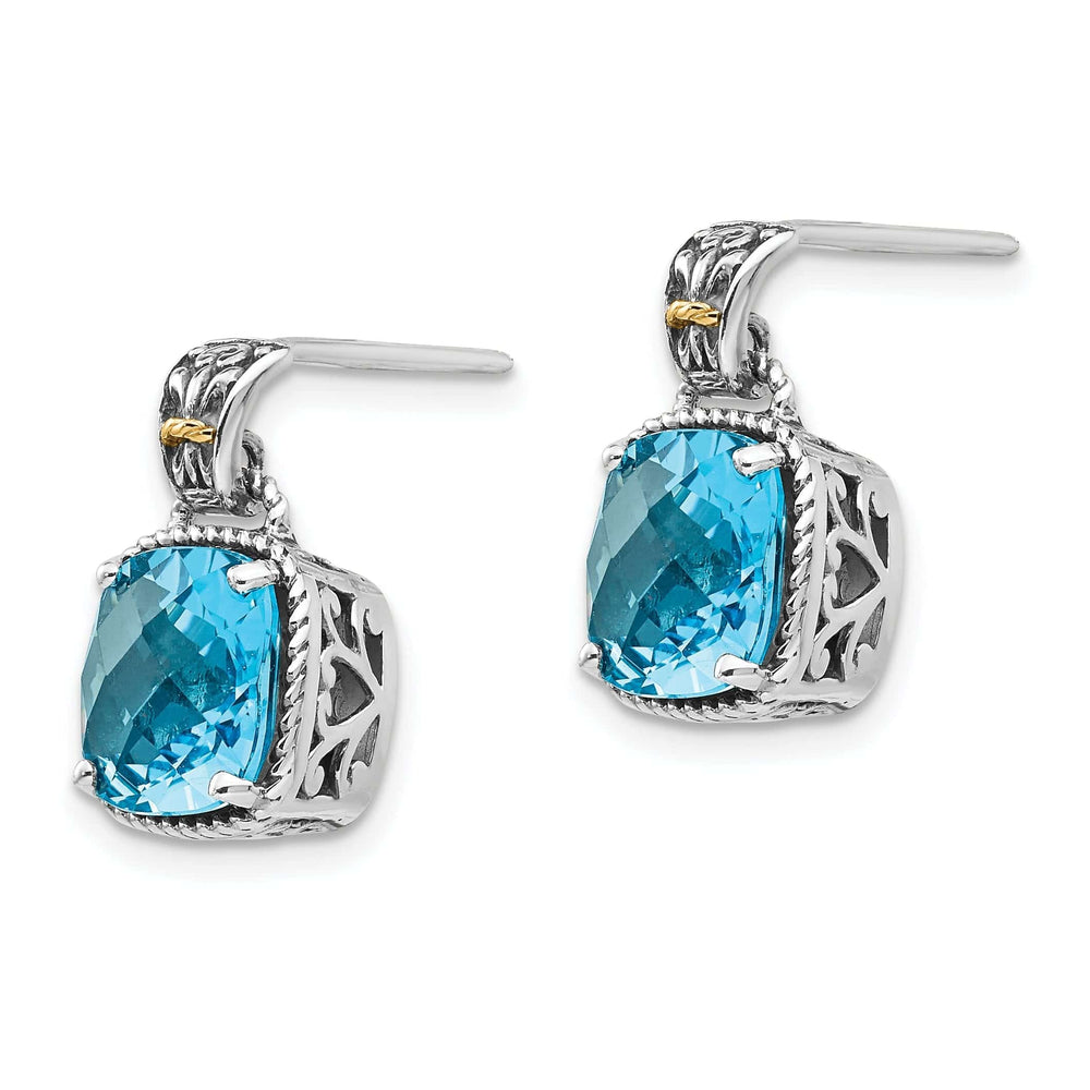 Shey Couture Earrings Sterling Silver Gold Blue Topaz Earrings