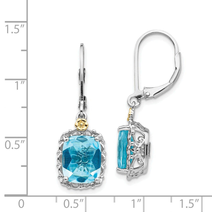 Shey Couture Earrings Sterling Silver Gold Blue Topaz Earrings