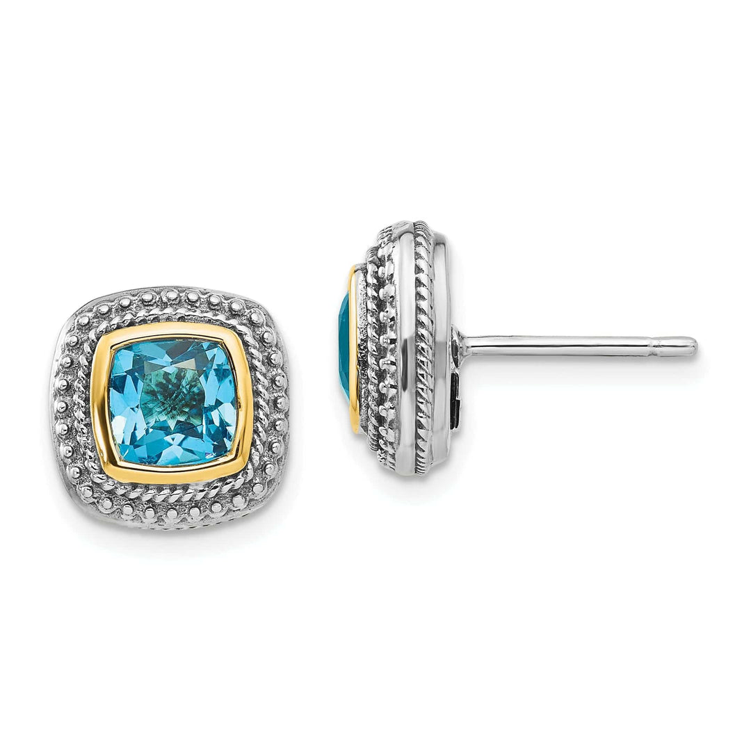 Shey Couture Earrings Sterling Silver Gold Blue Topaz Earrings