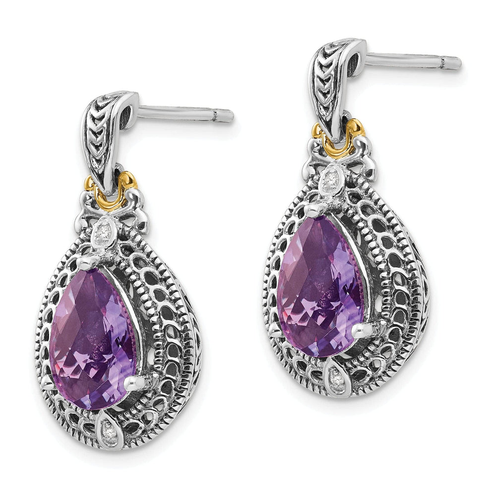 Shey Couture Earrings Sterling Silver Gold Diamond Amethyst Earrings