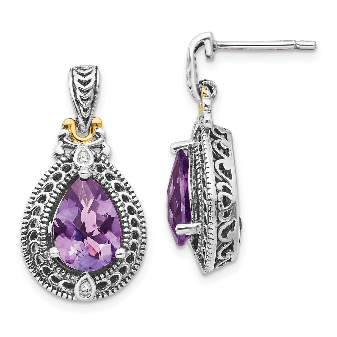 Shey Couture Earrings Sterling Silver Gold Diamond Amethyst Earrings