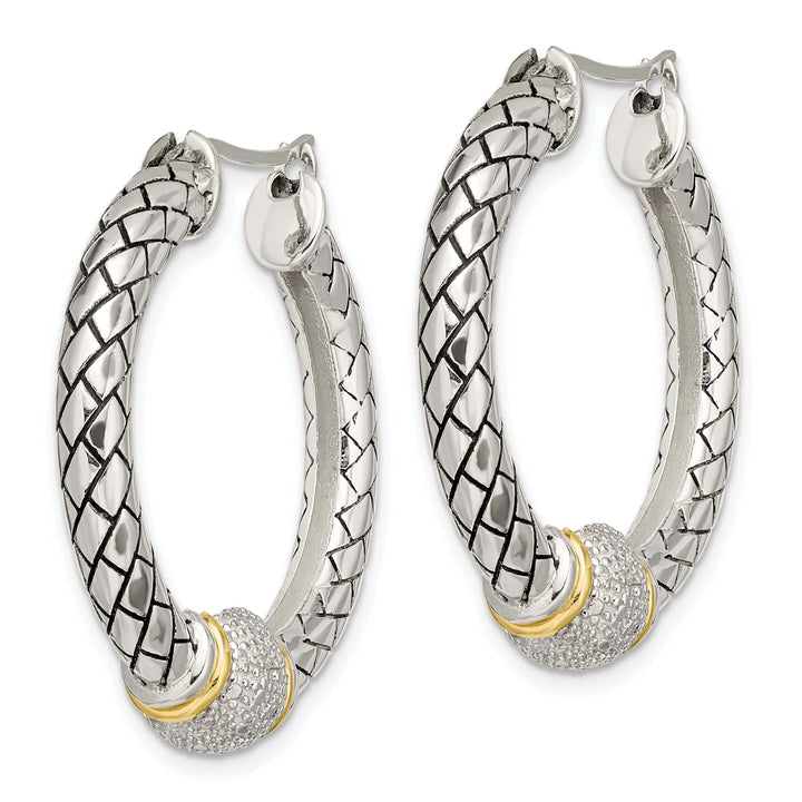 Shey Couture Earrings Sterling Silver Gold Diamond Hoop Earrings