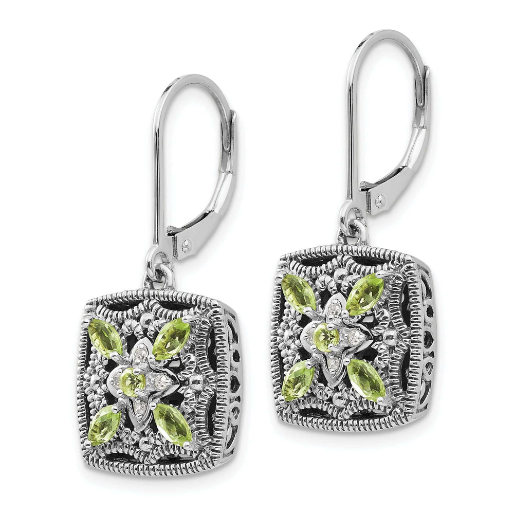 Shey Couture Earrings Sterling Silver Gold Diamond Peridot Earrings