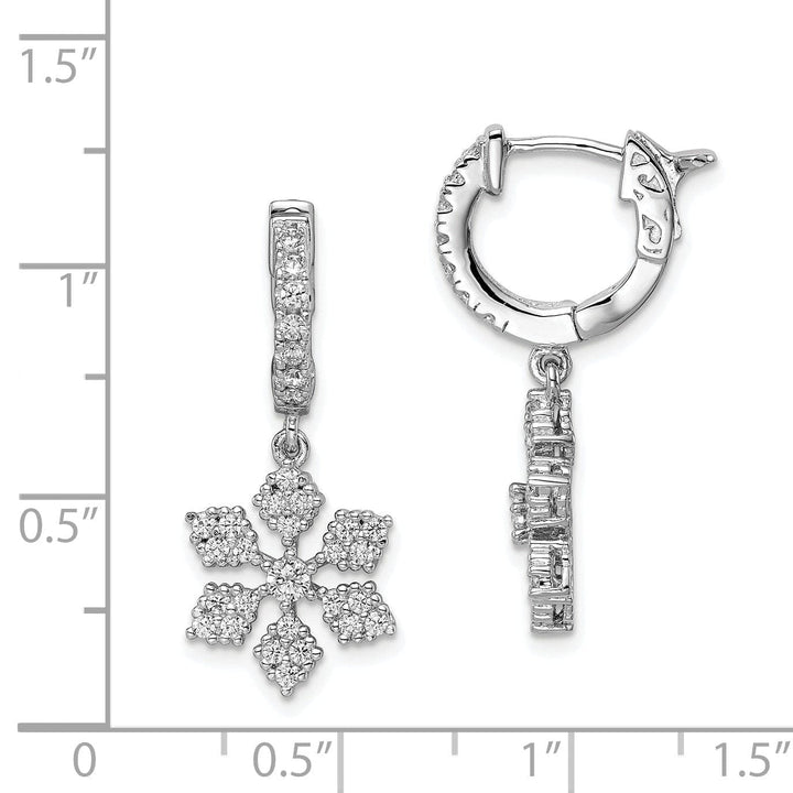 Sterling Shimmer Earrings Sterling Silver Hoop Snowflake Earrings