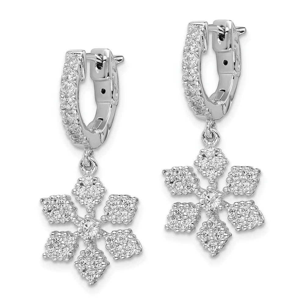 Sterling Shimmer Earrings Sterling Silver Hoop Snowflake Earrings