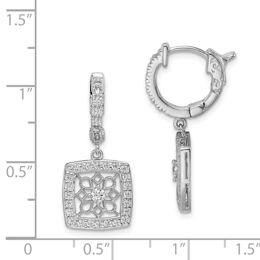 Sterling Shimmer Earrings Sterling Silver Hoop Square Snowflake Earring