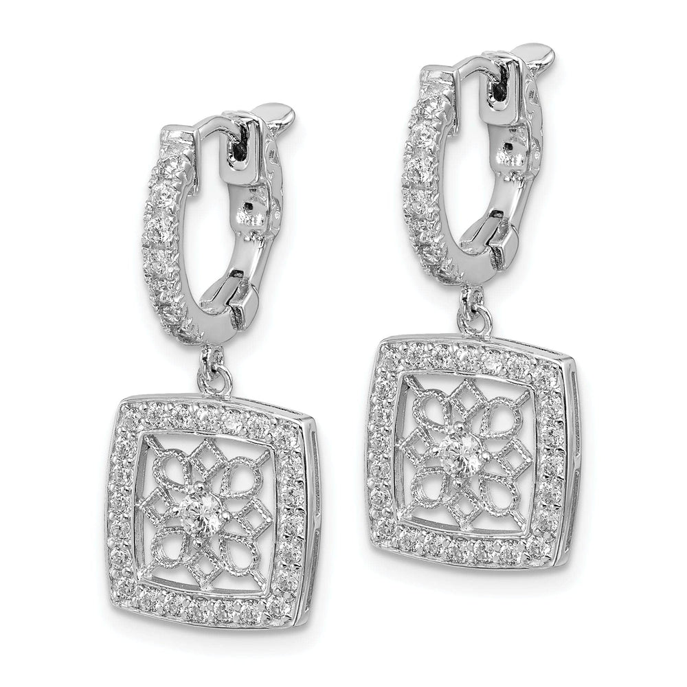 Sterling Shimmer Earrings Sterling Silver Hoop Square Snowflake Earring