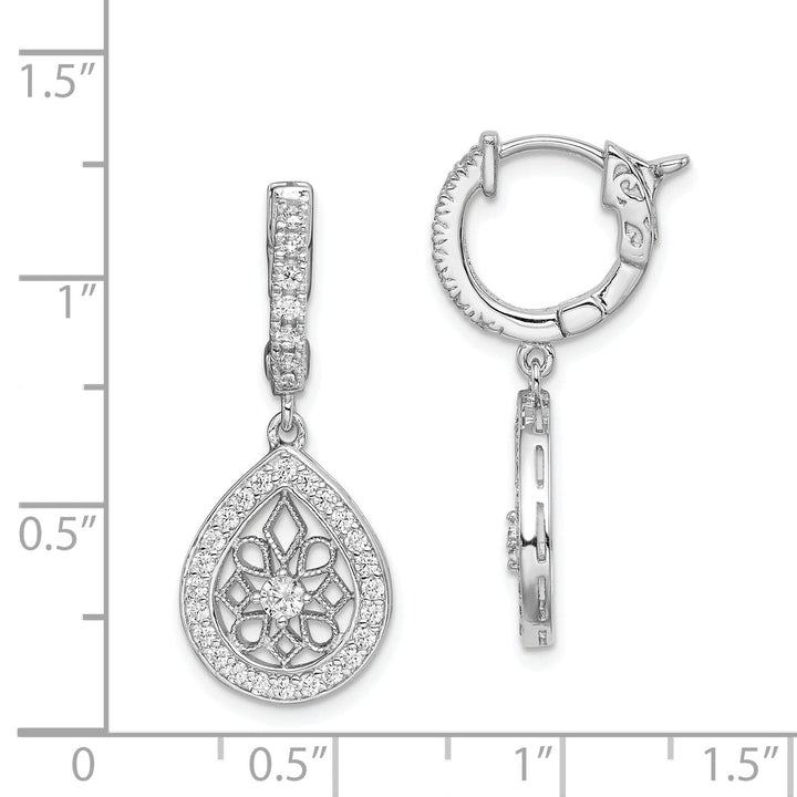 Sterling Shimmer Earrings Sterling Silver Hoop Teardrop Snowflake Earrings
