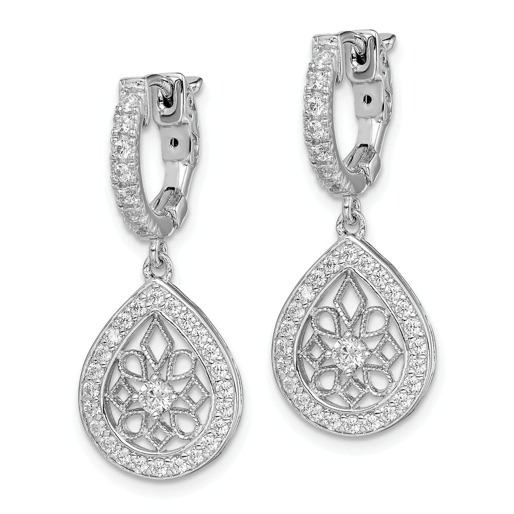 Sterling Shimmer Earrings Sterling Silver Hoop Teardrop Snowflake Earrings
