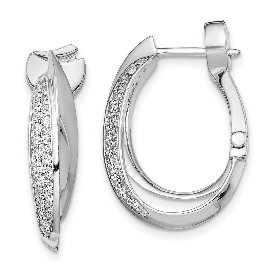 Sterling Shimmer Earrings Sterling Silver Oval Double Hoop Earrings