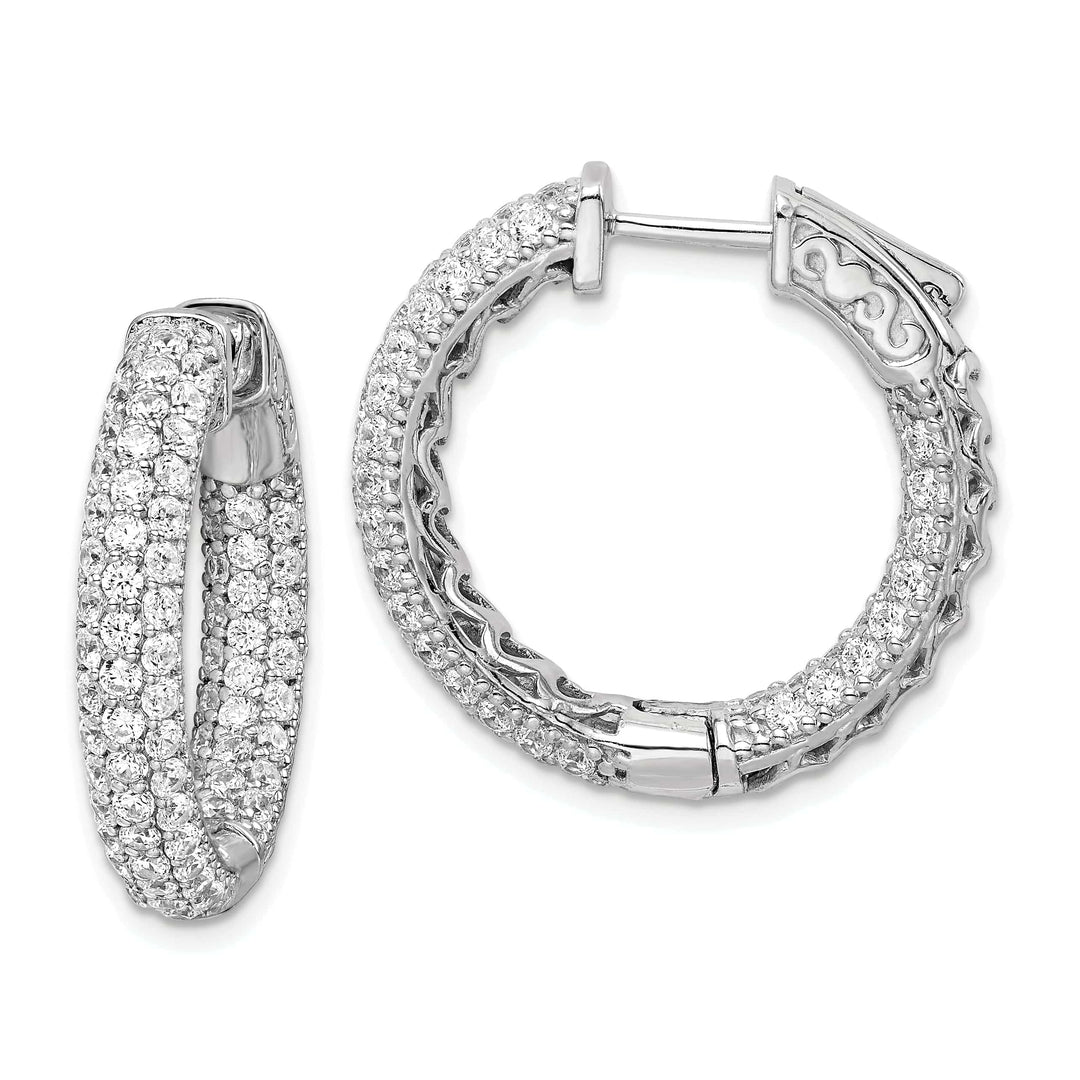 Sterling Shimmer Earrings Sterling Silver Pave CZ Hoop Earrings