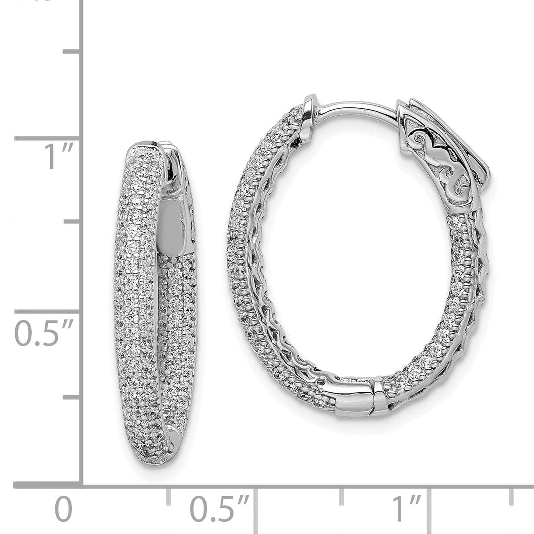 Sterling Shimmer Earrings Sterling Silver Pave Oval Hoop Earrings