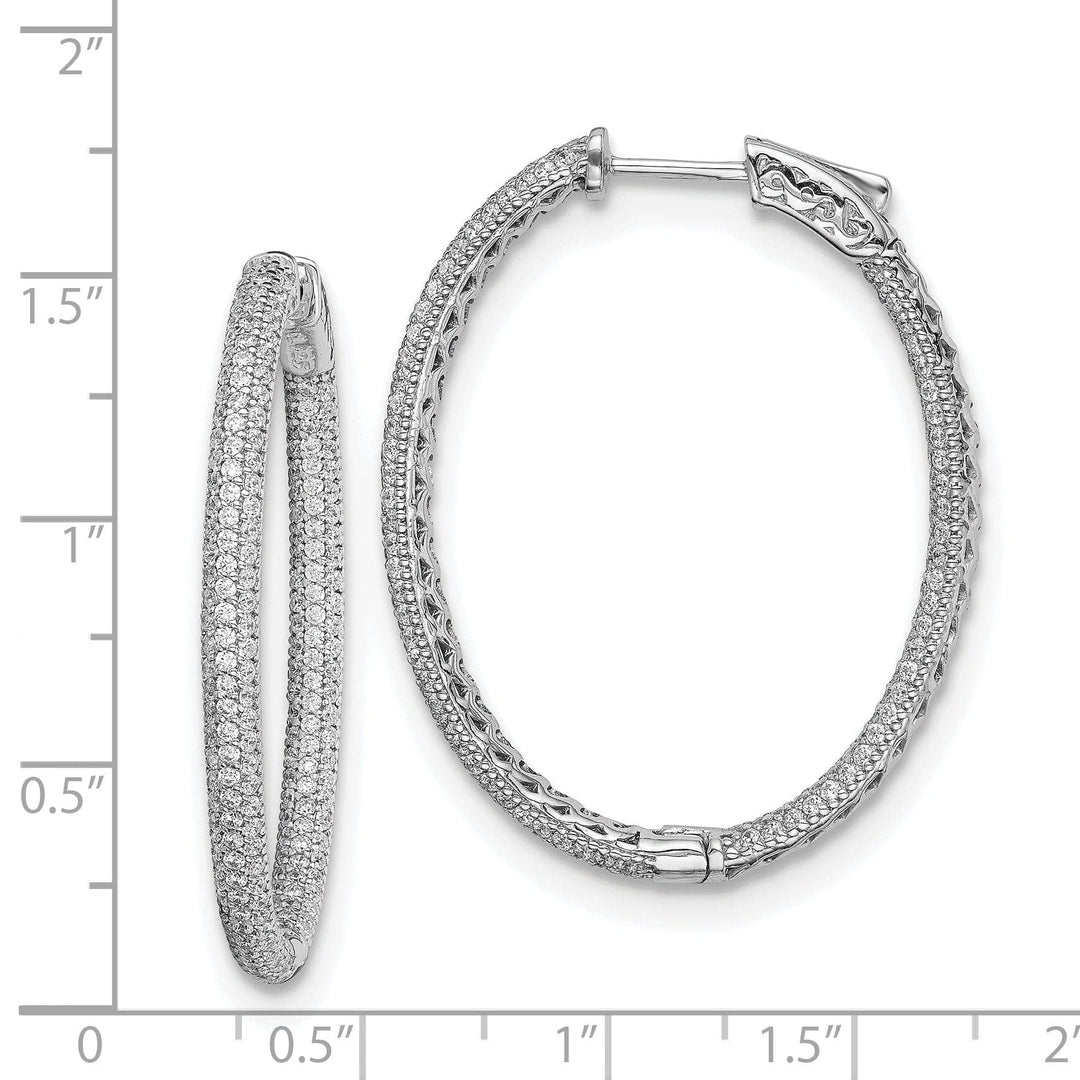 Sterling Shimmer Earrings Sterling Silver Pave Oval Hoop Earrings
