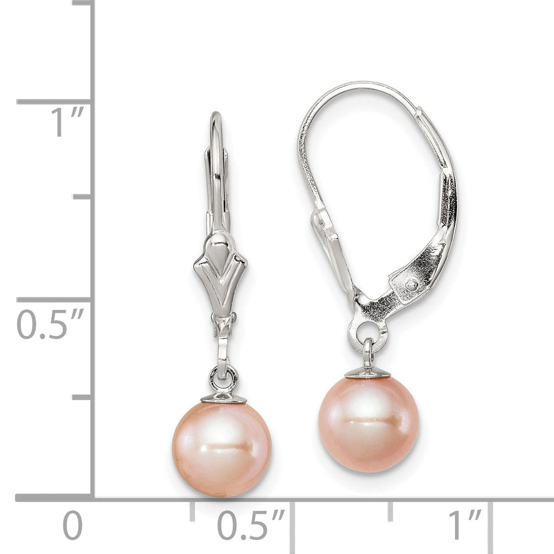 Lovely Rita's Earrings Sterling Silver Pink Pearl Leverback Earrings