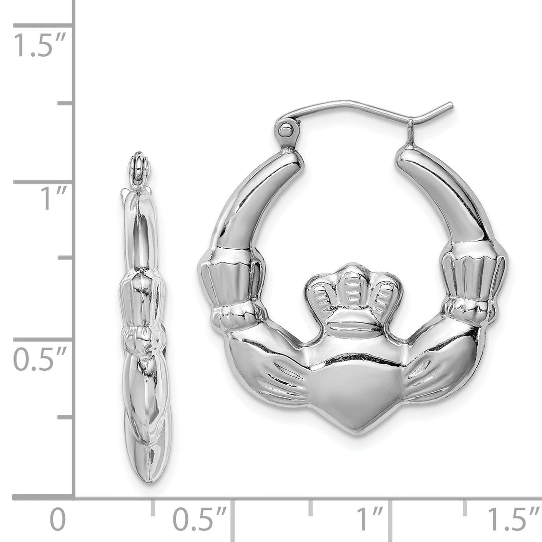 Lovely Rita's Earrings Sterling Silver Polished Claddagh Hoop Earrings