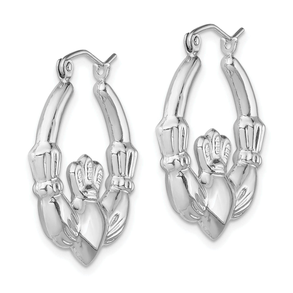 Lovely Rita's Earrings Sterling Silver Polished Claddagh Hoop Earrings