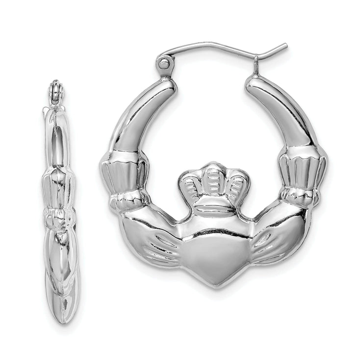 Lovely Rita's Earrings Sterling Silver Polished Claddagh Hoop Earrings