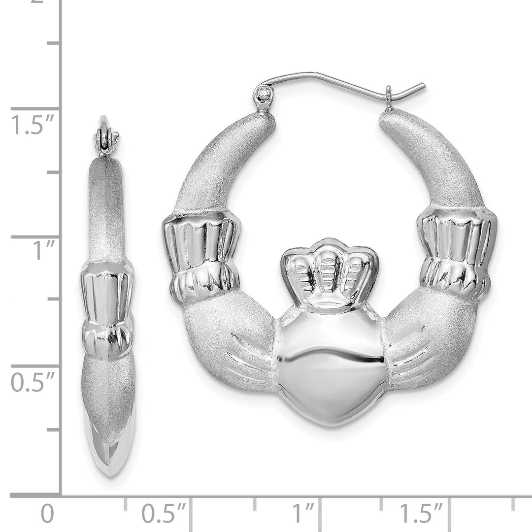 Lovely Rita's Earrings Sterling Silver Polished Claddaugh Hoop Earrings