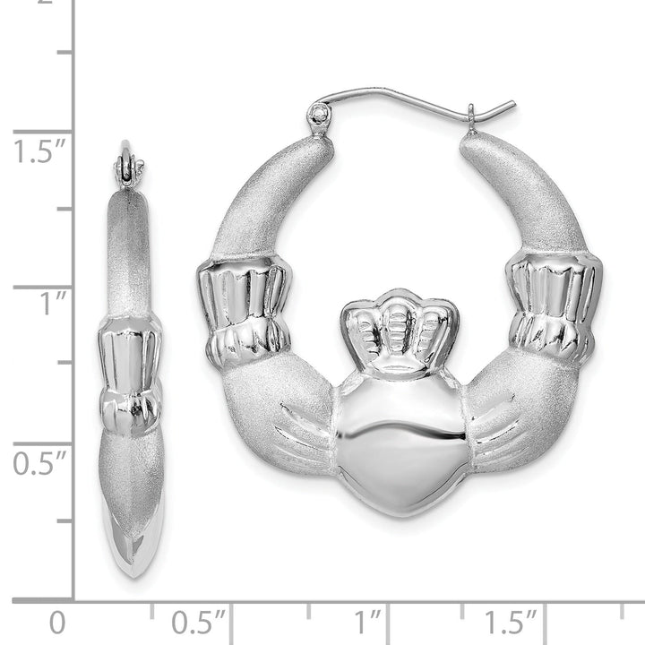 Lovely Rita's Earrings Sterling Silver Polished Claddaugh Hoop Earrings