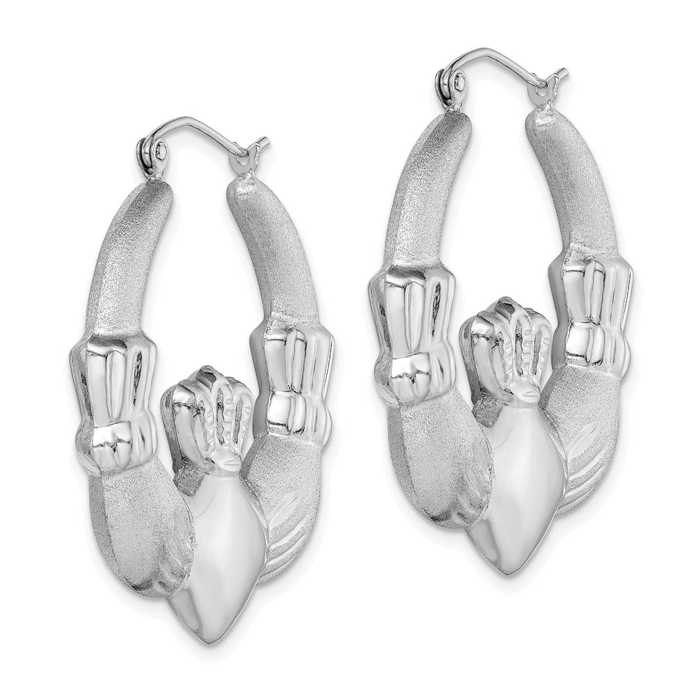 Lovely Rita's Earrings Sterling Silver Polished Claddaugh Hoop Earrings