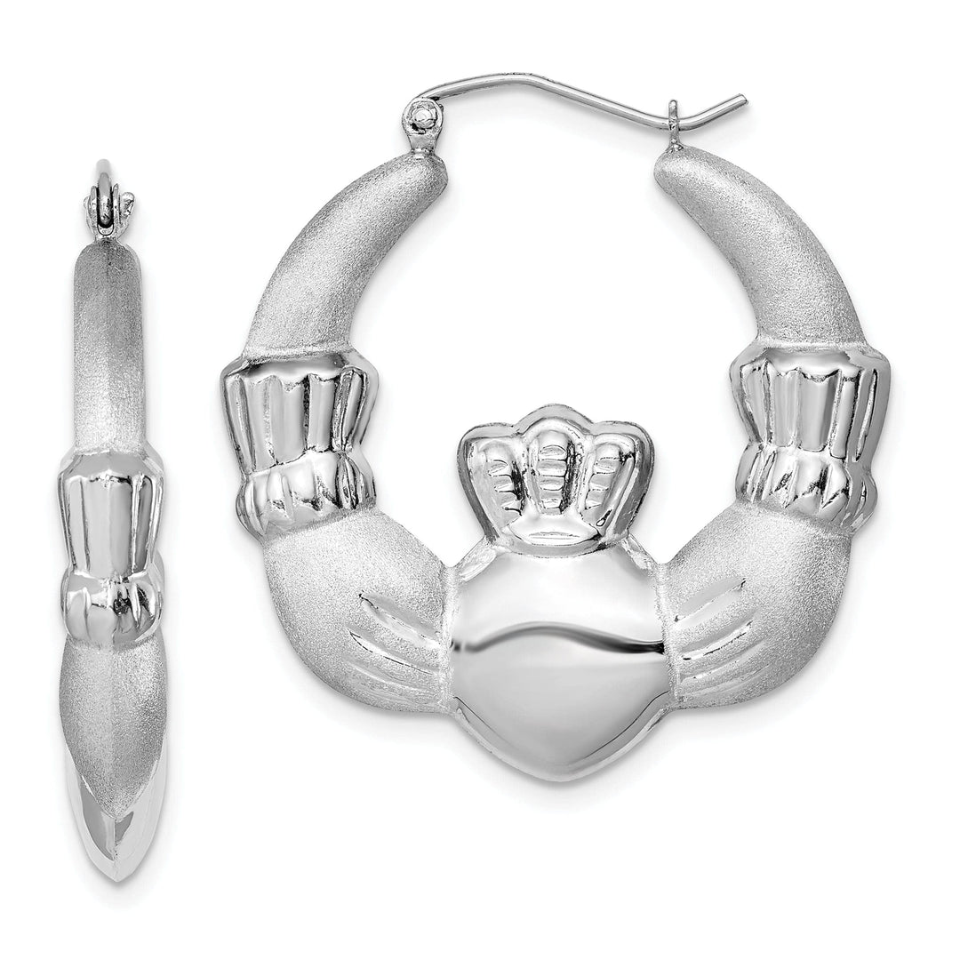 Lovely Rita's Earrings Sterling Silver Polished Claddaugh Hoop Earrings