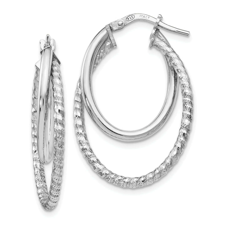 Lovely Rita's Earrings Sterling Silver Polished D.C Oval Hoop Earrings