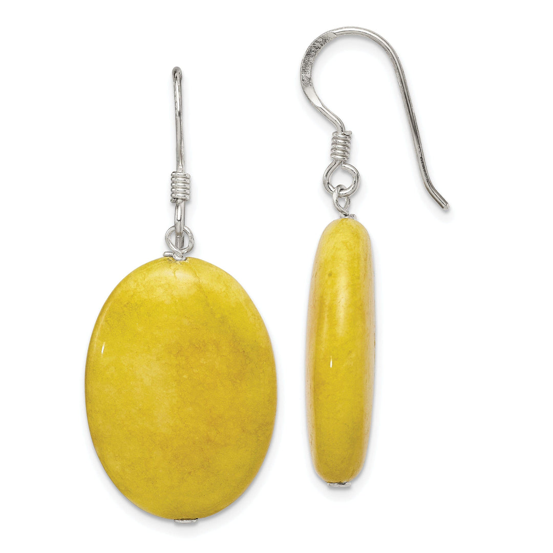 Lovely Rita's Earrings Sterling Silver Yellow Jade Dangle Hook Earring