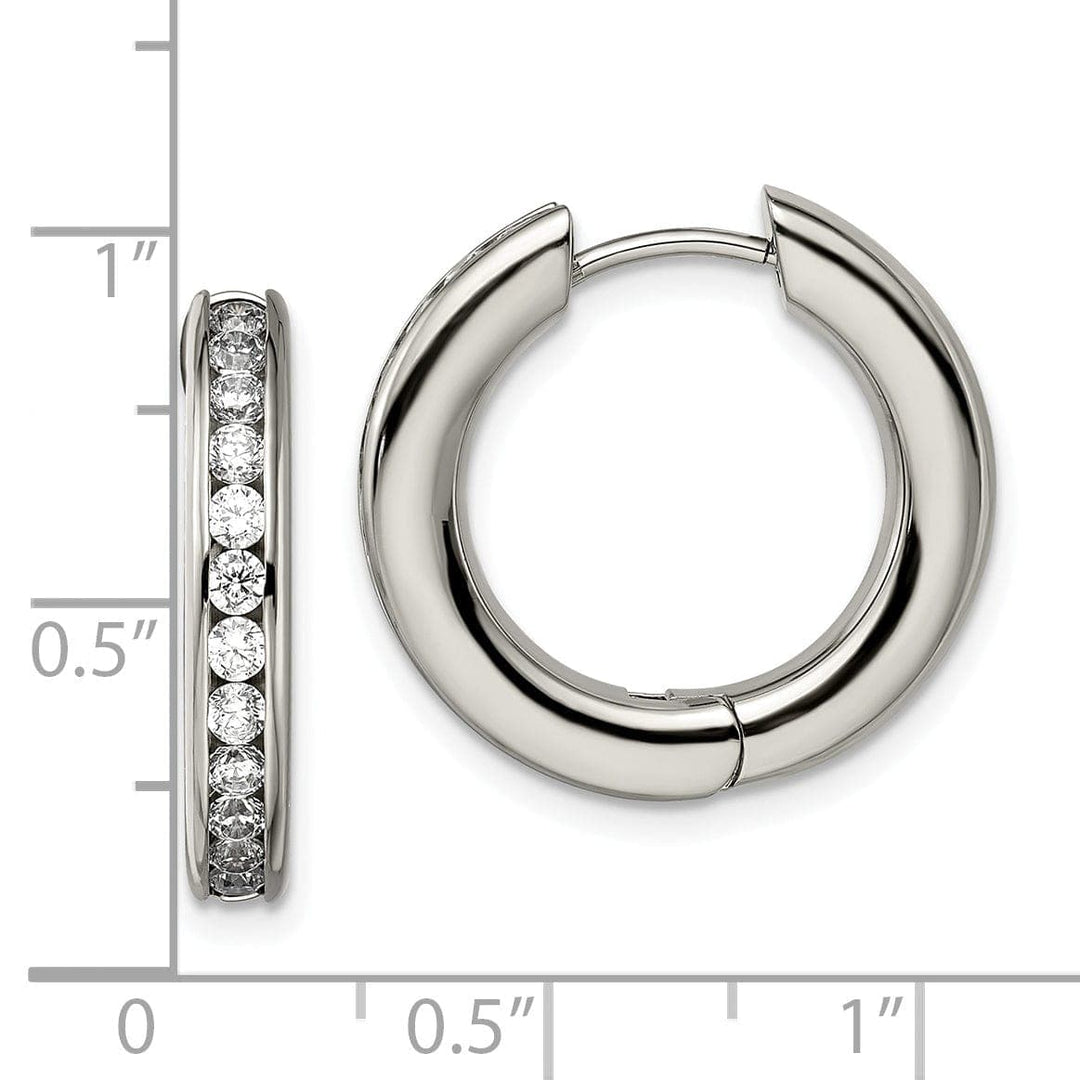 Chisel Earrings Titanium cubic zirconia hing hoop Earrings