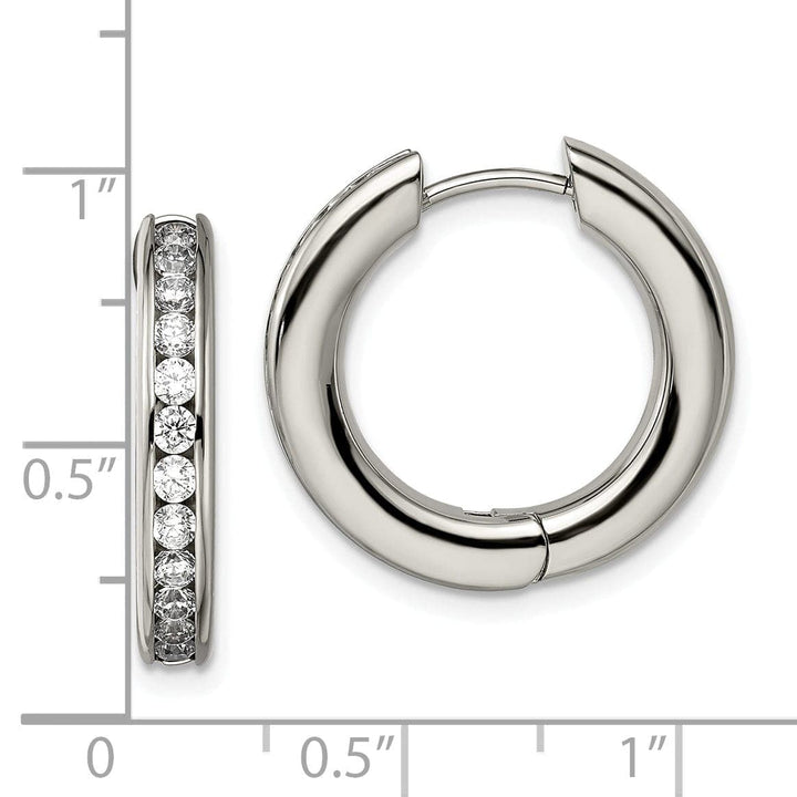 Chisel Earrings Titanium cubic zirconia hing hoop Earrings