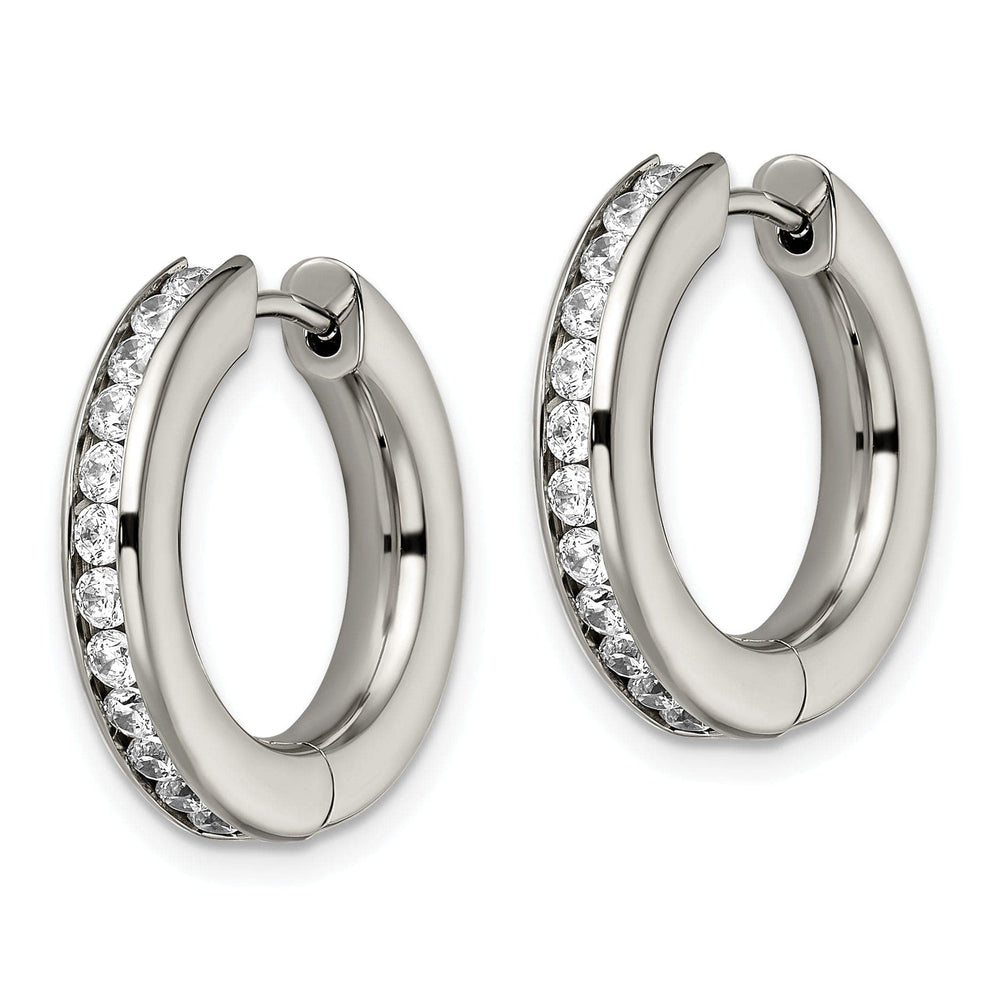 Chisel Earrings Titanium cubic zirconia hing hoop Earrings
