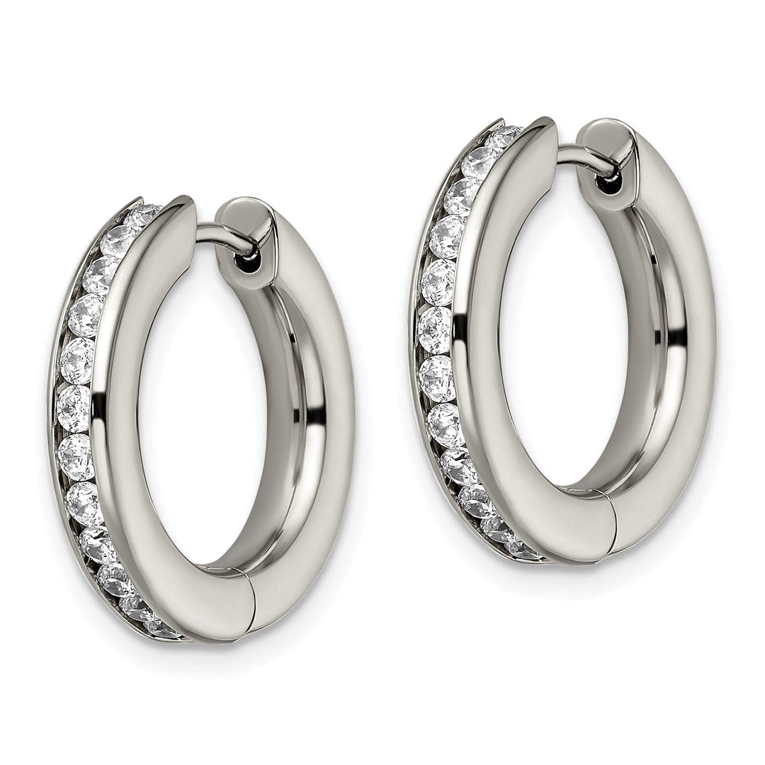 Chisel Earrings Titanium cubic zirconia hing hoop Earrings