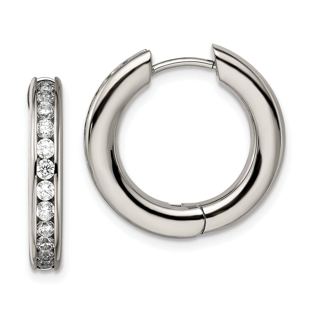 Chisel Earrings Titanium cubic zirconia hing hoop Earrings