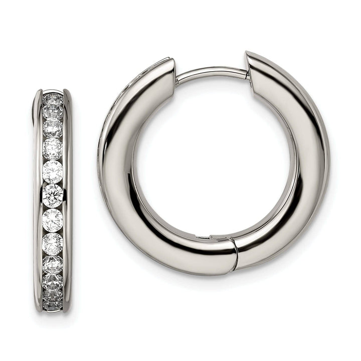 Chisel Earrings Titanium cubic zirconia hing hoop Earrings