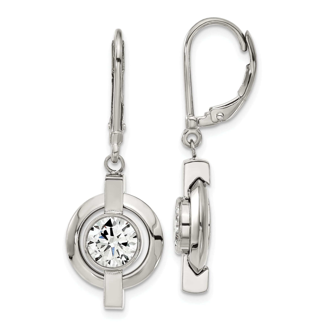 Chisel Earrings Titanium cubic zirconia leverback Earrings