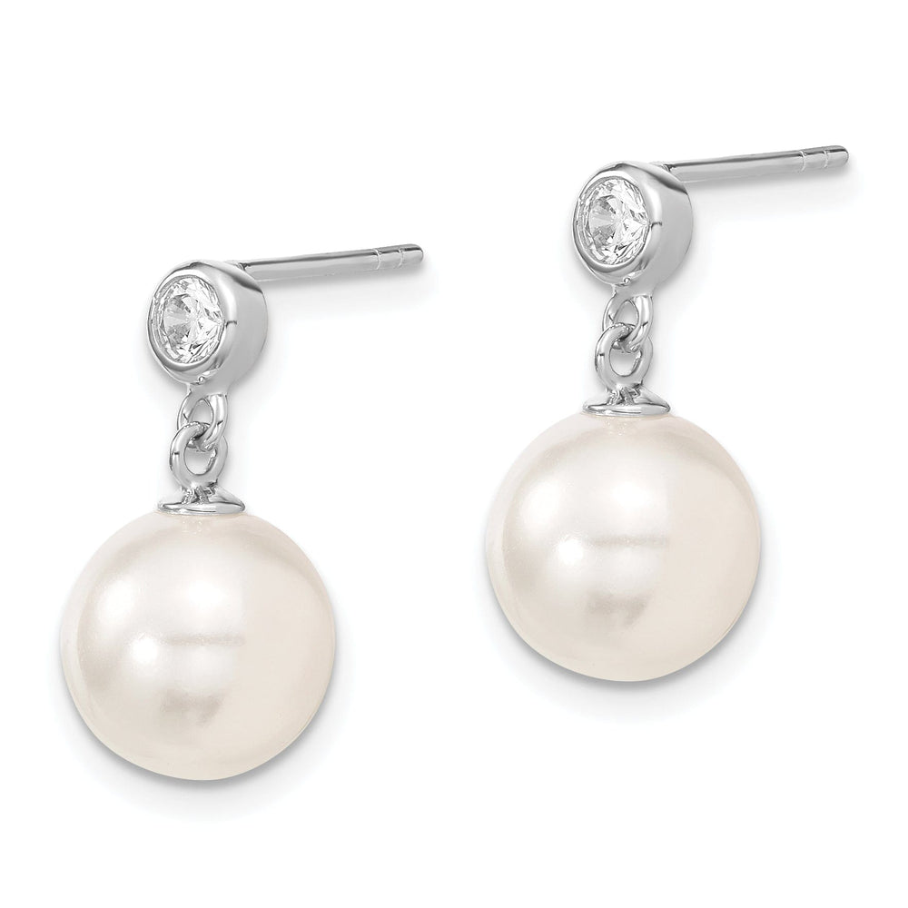 Majestik Shell Pearls Earrings White Pearl and Cubic Zirconia Dangle Earrings