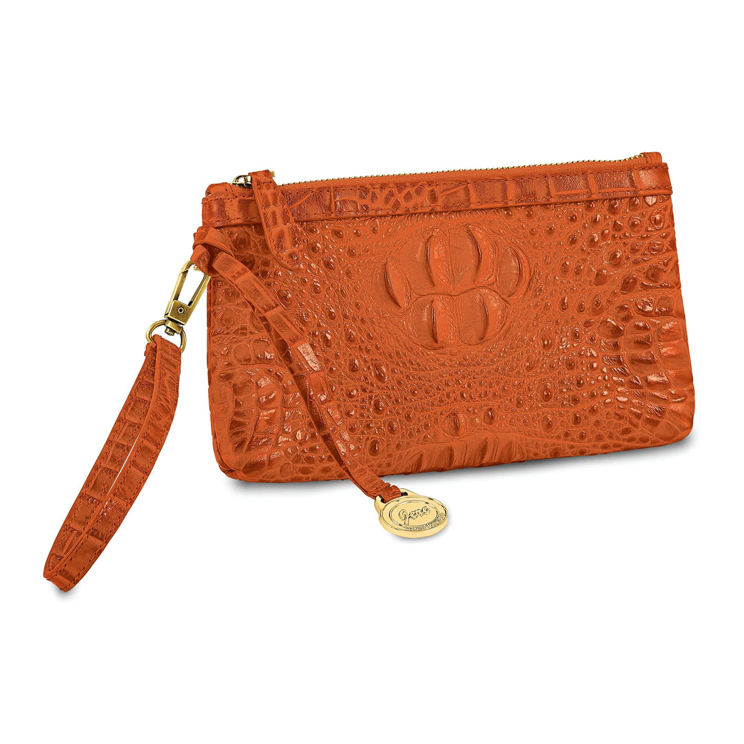 Lovely Rita's Handbags, Totes & Wallets Top Grain Leather Croc Texture RFID Protected Satin Lining Bag
