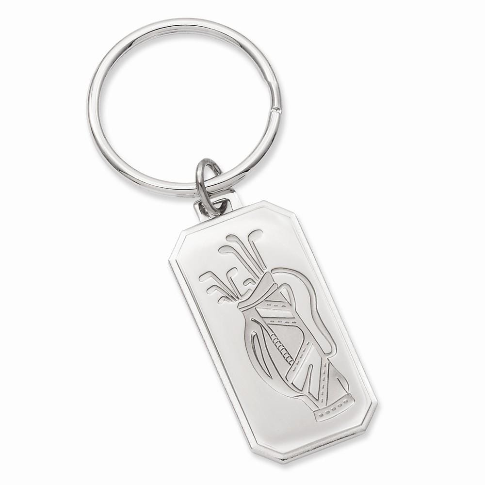 Jere Collection Key Ring No Engraving White Rhodium Plated Golf Bag Key Ring