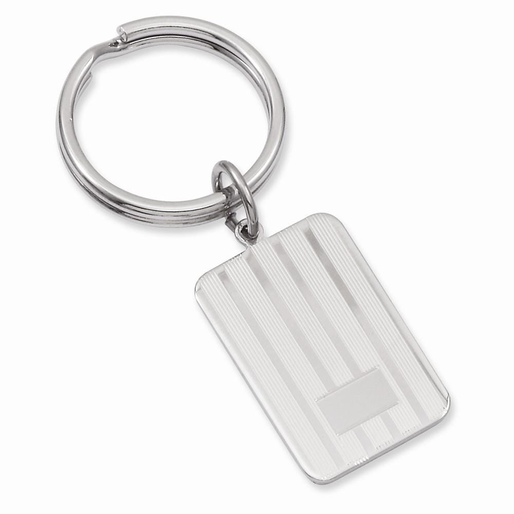 Kelly Waters Key Ring No Engraving White Rhodium Plated Lined Engravable Key Ring