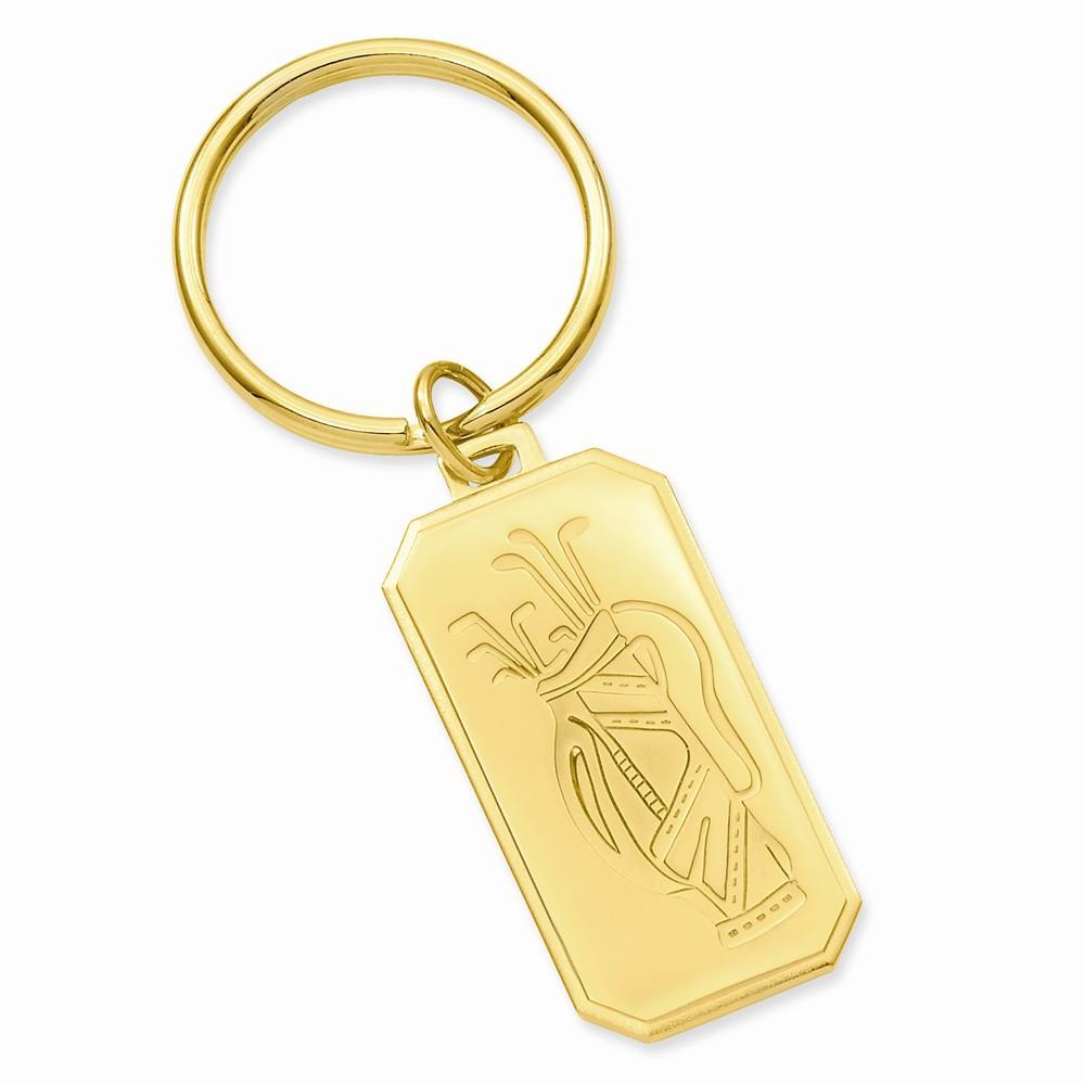 Jere Collection Key Ring No Engraving Yellow Gold Plated Golf Bag Key Ring